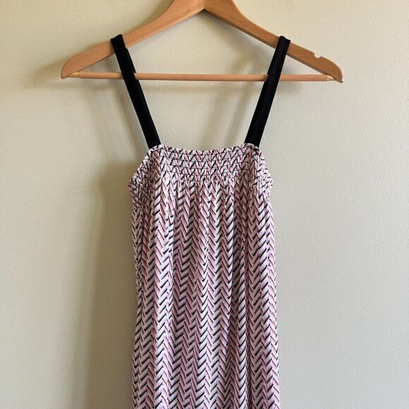 NEW LOFT ANN TAYLOR CHERVON PRINT STRAP SUMMER SHIFT DRESS MIDI SIZE XXS… - Picture 3 of 8